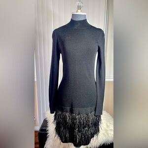 MICHAEL Michael Kors Black Long Sleeve Dress with Feather Detail